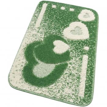 Tapis Douche Doux Absorbant Coeurs Verts 50x80 cm