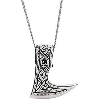 Large Oxidised Norse Axe Pendant in Sterling Silver