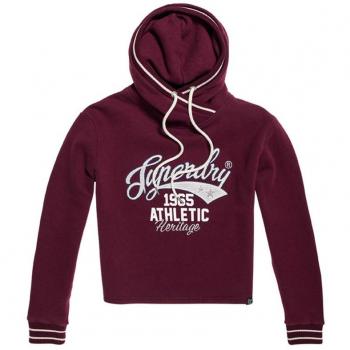Superdry Sweat à Capuche Crop Playoff, Femme, Rouge (Centre Back Cherry Yw8), X-Small