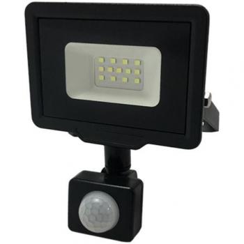 Proyector LED 10W IP65 Negro Sensor Movimiento Blanco Frío 8000K
