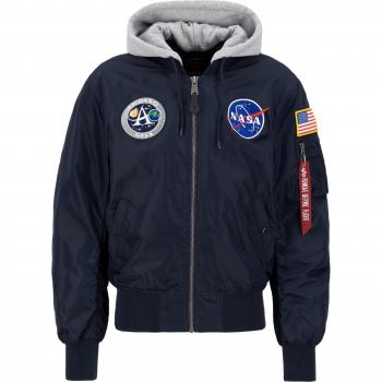 Sudadera Apollo Zip Alpha Industries Azul Marino, con Parches Decorativos