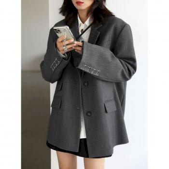 Casual Long Sleeve Black Blazer for Women