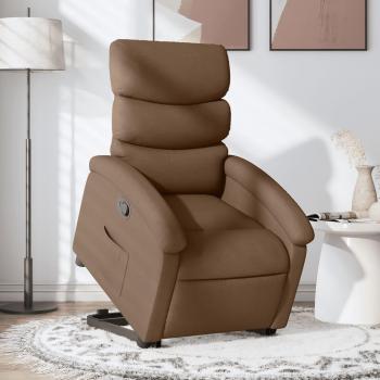 Sillón reclinable elevable de tela marrón vidaXL