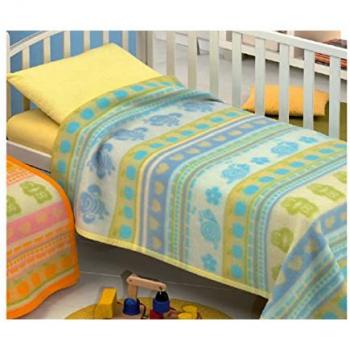 Coperta Jacquard In Misto Lana Modello Chiocciola, misura Culla colore Azzurro 02