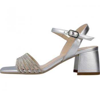 Sandalia Negro-Giardini 4 cm Plata