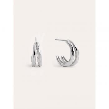 Pendientes aro Claw de plata bañados en rodio