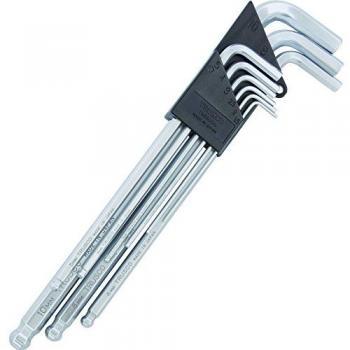 TRUSCO 9‑Piece Square Bending Hex Key Set – TBRK‑9S, Silver Finish