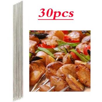 30 Reusable Flat BBQ Skewers for Outdoor Cooking