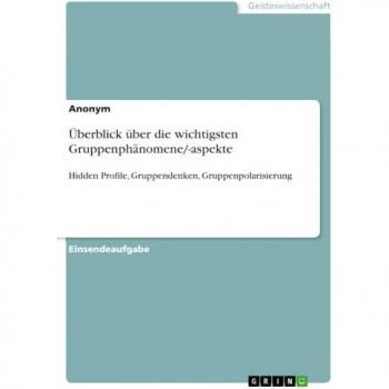 Überblick über die wichtigsten Gruppenphänomene/-aspekte: Hidden Profile, Gruppendenken, Gruppenpolarisierung