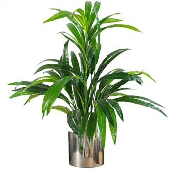 Silver Bamboo Grove 65 Faux Leaf Plant in Metal Pot