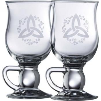 Galway Crystal 'Trinity Knot' Shamrock Latte Mugs