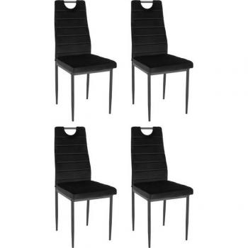 INOSIGN Esszimmerstühle – 4er Set, samtige Sitzfläche, Rückenlehne mit Zuggriff