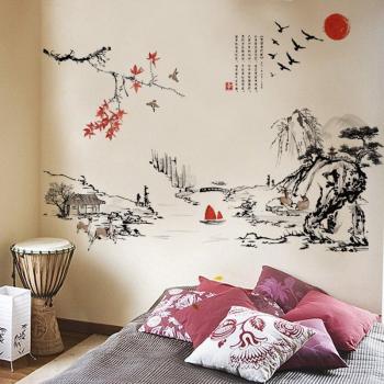 Mural de paysages chinois à l'encre
