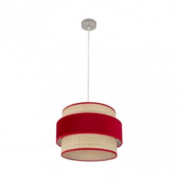 Colgante Reyes 1xE27 Niquel/natural-rojo Regx40x40 Cm