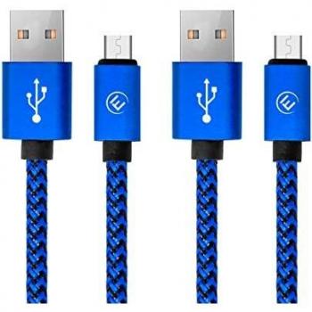 EVOMIND MicroUSB Kabel in geflochtenes Nylon [2x1M] Schnellladekabel und Datenkabel für Samsung Galaxy S7/6/ A10/ J, Xiaomi Redmi 9c/6a, PS4/Xbox One Controller, und andere MicroUSB-Geräte - 2x1M Schwarz