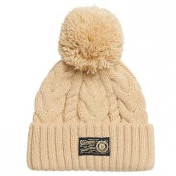Gorro unisex Superdry de acrílico trenzado beige
