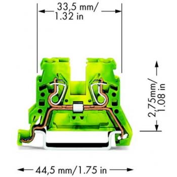 Morsetto di Terra WAGO 870-907/999-950 a Molla 5 mm Verde/Giallo - Confezione da 100 Pz