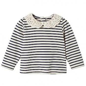 T-shirt bébé manches longues rayé avec col brodé