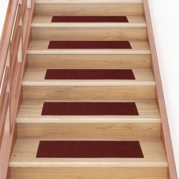 Alfombras rectangulares para escaleras 15 piezas Rojas 76x20 cm