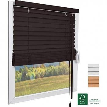 Sol Royal Certifié FSC Store Vénitien en Bois SJH3 Marron Foncé 160 cm H x 90 cm L