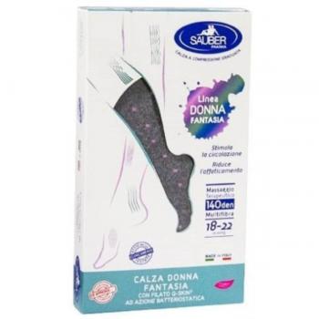 Calza Donna Fantasia 140 Ametista Pois Nero Tg.S-M