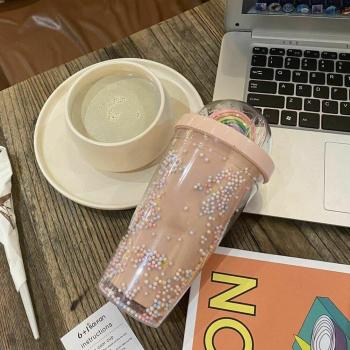 Rainbow Silicone Cold Water Tumbler with Straw
