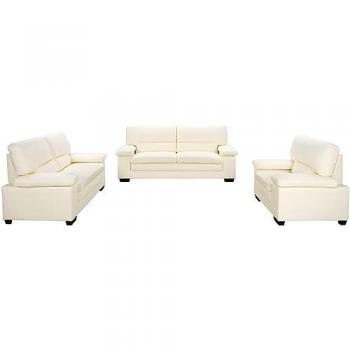 Canapé 3 places, 2 places et fauteuil en cuir de buffle ivoire MIMAS II