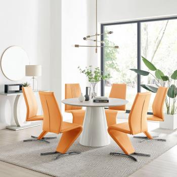 FurnitureboxUK Leonardo Grey Marble Glass Dining Table with 4 Lorenzo Chairs