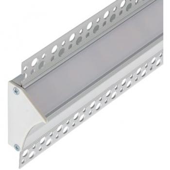 Profilo in Alluminio da Incasso per Cartongesso con Coperchio Continuo per Strisce LED fino a 20mm - 1 m