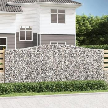 Barrières de jardin en cages à gabions arquées 2 pcs – 400 × 30 × 180 cm, acier galvanisé