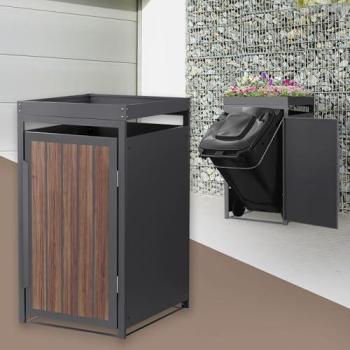 Housson 68x80x124 cm – Cache‑Poubelle Acier Anthracite