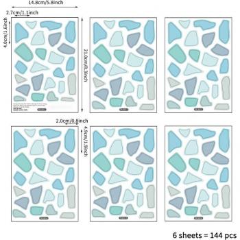 Tofok 144pcs Colorful Pebbles Nordic Style Wall Art