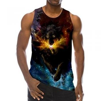 RAISEVERN 3D-Fuchs im Flammenmeer – Humorvolles, realistisches Trainingstshirt für Männer X‑Large
