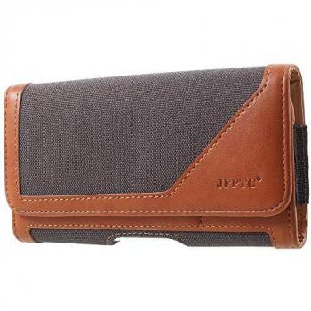 Funda Cinturón para BQ Mobile BQ-6430L Aurora (2021) con Clip Metálico Textil-Piel Horizontal - Marrón