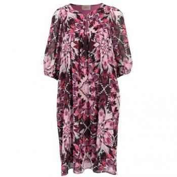Lila-Dunkelrot Cartoon Print Kleid