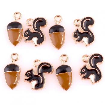 Pendentifs écureuils noirs pour bijoux, 10 pièces