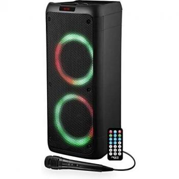 FestiSound Enceinte Autonome sur Pile Rechargeable avec Sonorisation Solaire - Modèle SUNSET 208 -600W- USB/SD/Bluetooth - Micro filaire - 2x Boomer 20cm à LED RVB