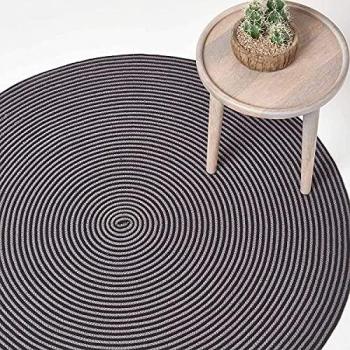 Homescapes Grey and Black Handmade Woven Braided Rug, 200 cm Round