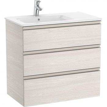 Pack Unik Meuble Bas 3 Tiroirs + Lavabo The Gap - Frêne Nordique, Lavabo à Gauche