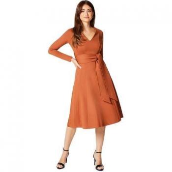 Kastanienbraunes Midikleid für Damen mit Gürteldetails von Principles
