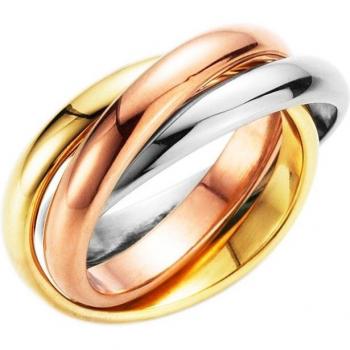 Fingerring FIRETTI Damen Schmuck, 3-fach verschlungen, tricolor