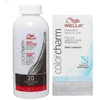 Tinte Capilar Wella Color Charm T18 Rubio Ceniza 3.6 oz con Desarrollador
