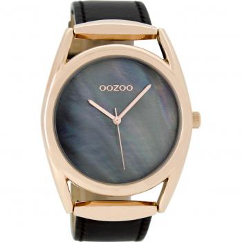 OOZOO Quarzuhr Damen 42 mm IP-Rose mit schwarzem Lederarmband – C9169