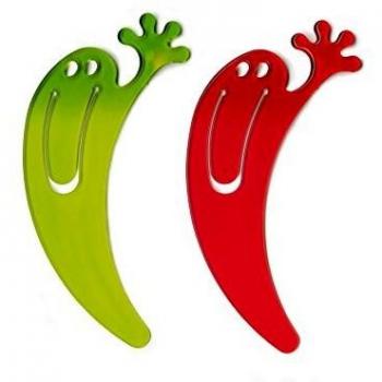 KOZIOL Lesezeichen Jimmy Transparent Olivgrün / Rot