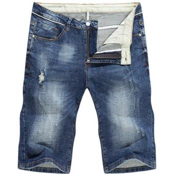 KSTUN Herren Slim Fit Denim Shorts Sommer Baumwolle Blau Gewaschen Zerrissene Jeans