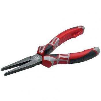 Pince plate à becs longs N°124‑69 – outil robuste en acier, couleur rouge