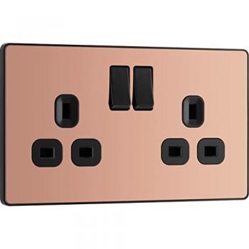 BG Evolve Polished Copper Double Switched 13A Power Socket - PCDCP22B