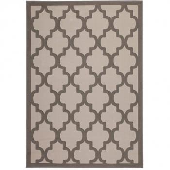 Kayoom 4056216101082 Fliesenmuster-Teppich – 170 × 120 cm, 100 % PP, taupe/silber