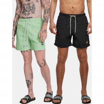 Pantaloncini Da Bagno Urban Classics Block 2 Unità Verde Vintage / Nero S