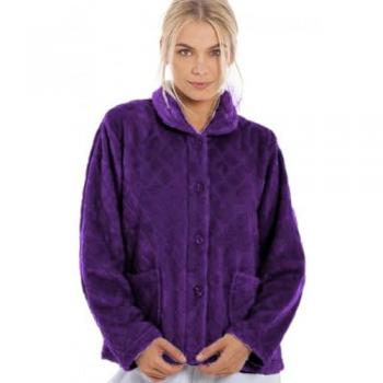 Camille Women's 22-24 Supersoft Diamond Print Purple Button-Up Jacket